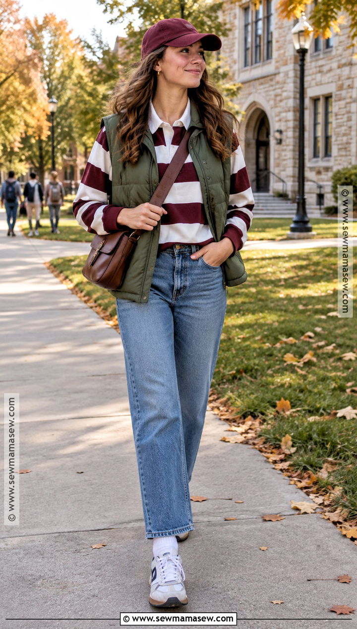 Sporty Fall Outfit With a Rugby Shirt - 25 fall outfit inspo aesthetic ideas