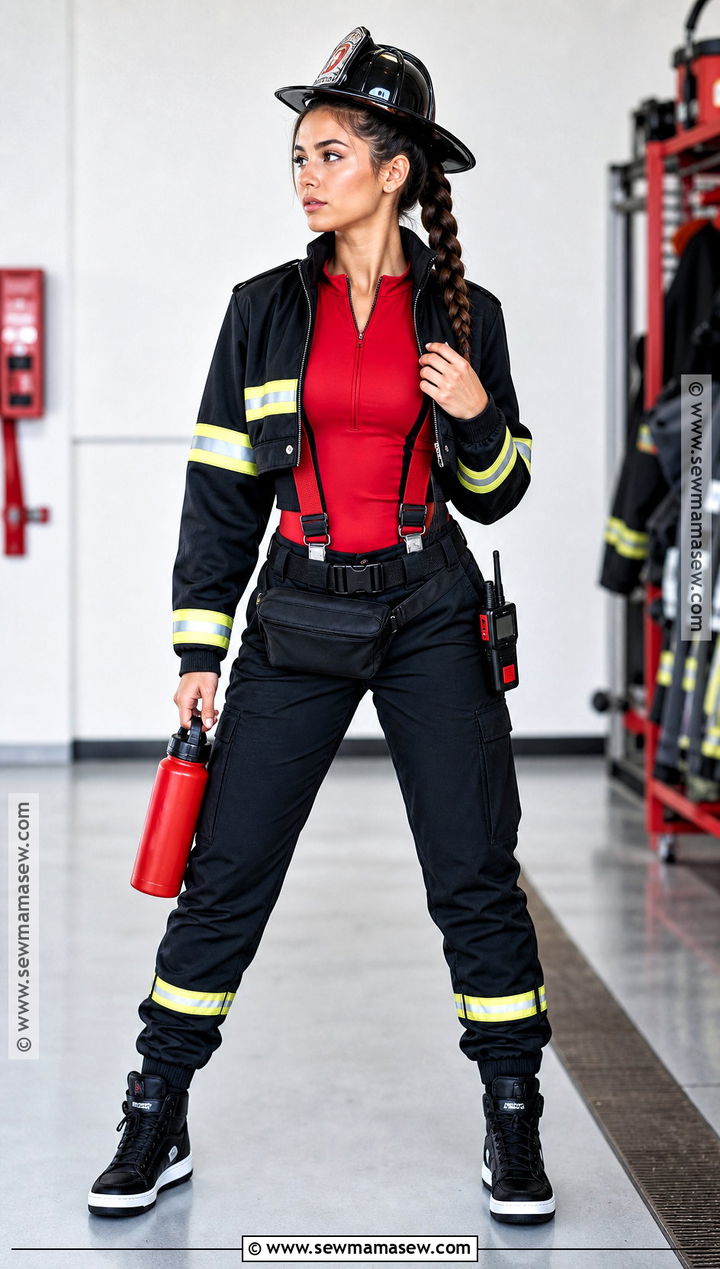 Sporty Firefighter Costume With Joggers - 35 firefighter costume ideas for women