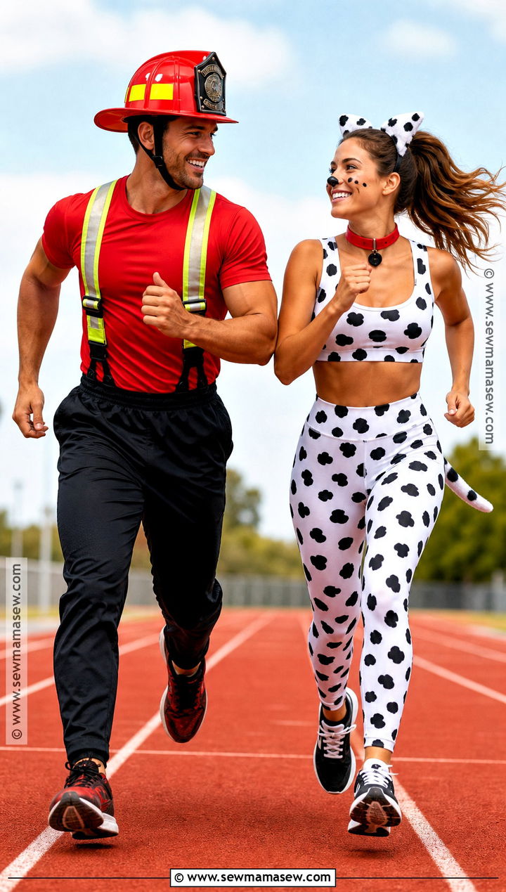 Sporty Fireman And Dalmatian Costume - 30 Fireman And Dalmatian Costume Ideas for Couples