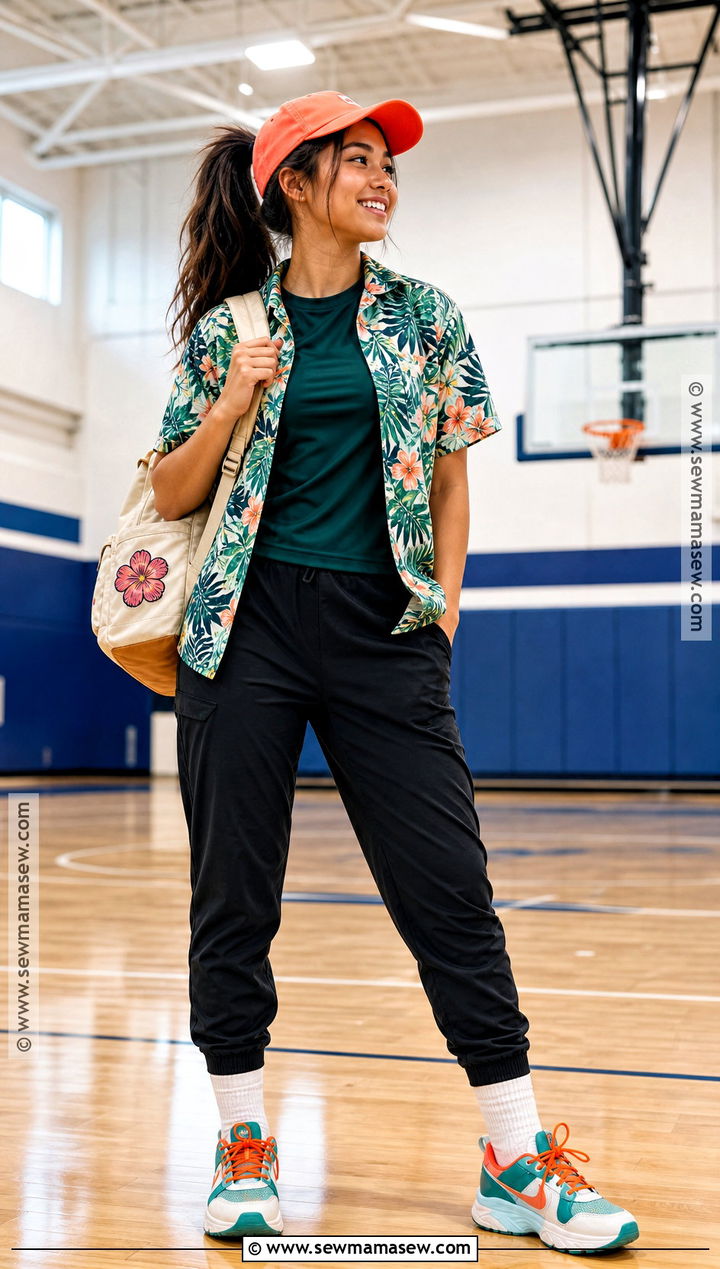 Sporty Hawaiian Shirt School Outfit - 30 hawaiian dress up day school ideas