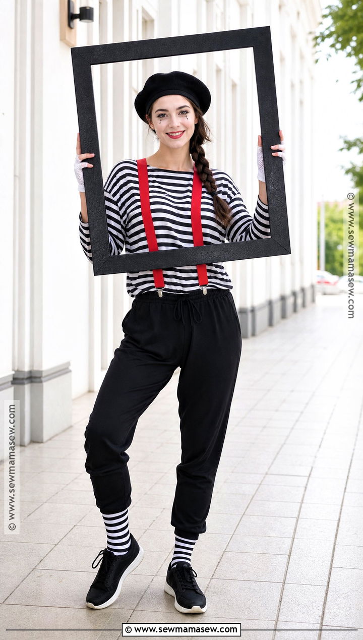 Sporty Mime Costume With Joggers And Sneakers - 30 Mime Costume Ideas for Women