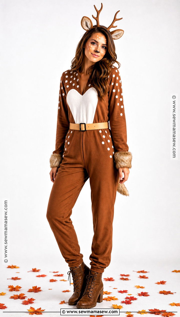 Spotted Deer Costume With Brown Jumpsuit - 50 deer costume ideas