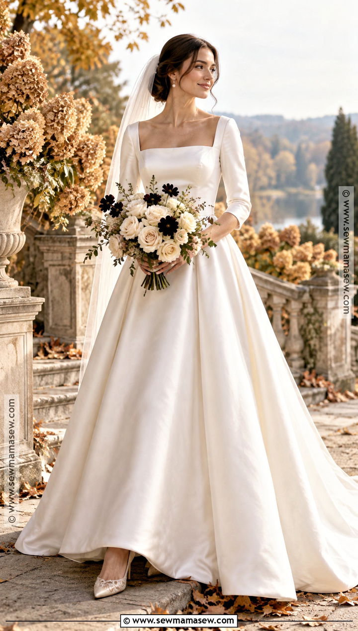 Square Neck A Line Fall Wedding Gown - 20 fall wedding gowns