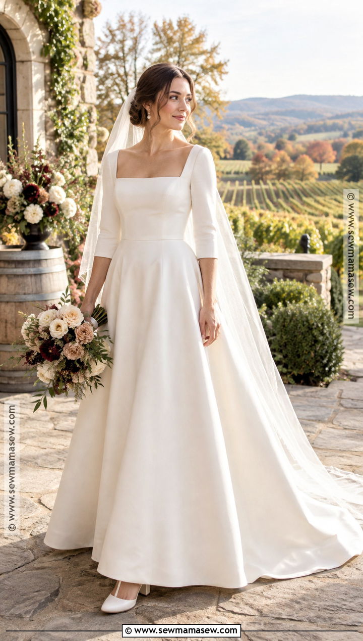 Square Neck A Line October Wedding Gown - 15 October Wedding Gowns