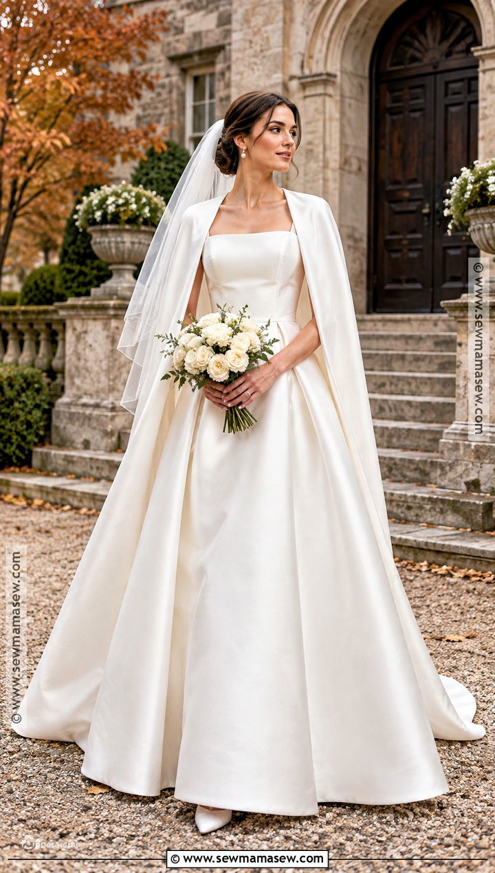 Square Neck A Line Wedding Dress - 15 A Line Fall Wedding Dress Ideas