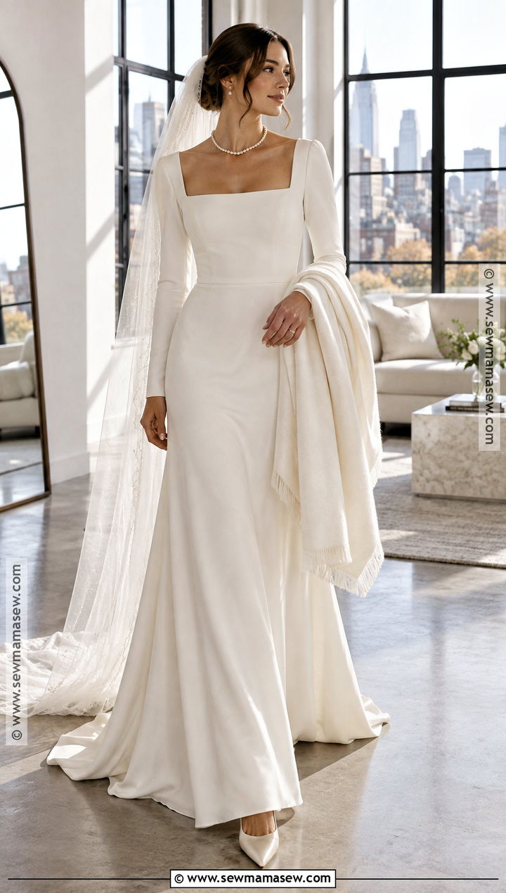 Square Neck Autumn Wedding Dress - 20 autumn wedding dress the bride ideas