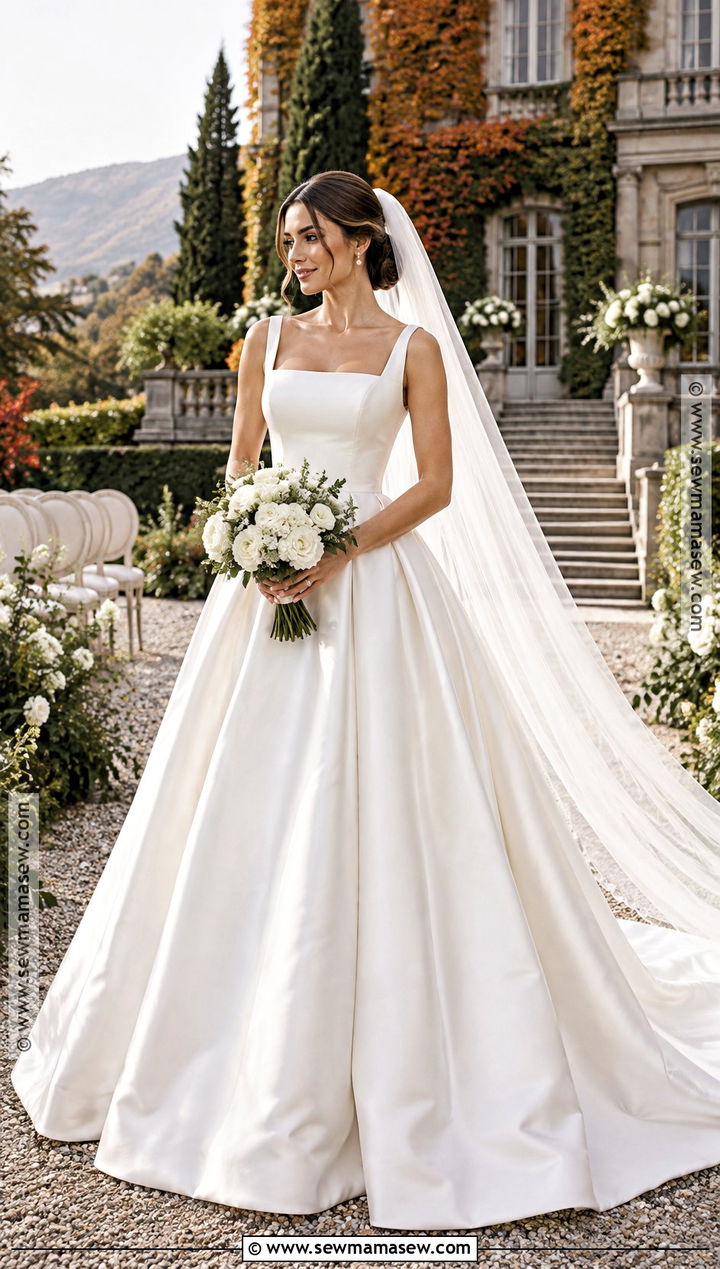 Square Neck Ball Gown Fall Wedding Dress - 15 Wedding Dress For Fall Outdoor Wedding Ideas