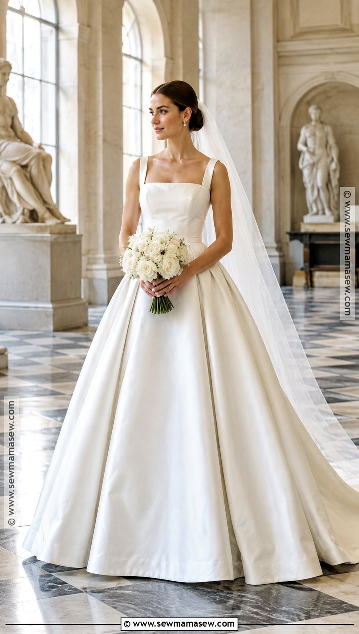 Square Neck Ball Gown For October Wedding - 15 Wedding Dresses October