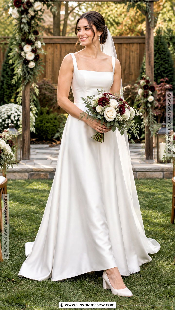 Square Neck Fall Backyard Wedding Dress - 15 Fall Backyard Wedding Dress Simple Ideas