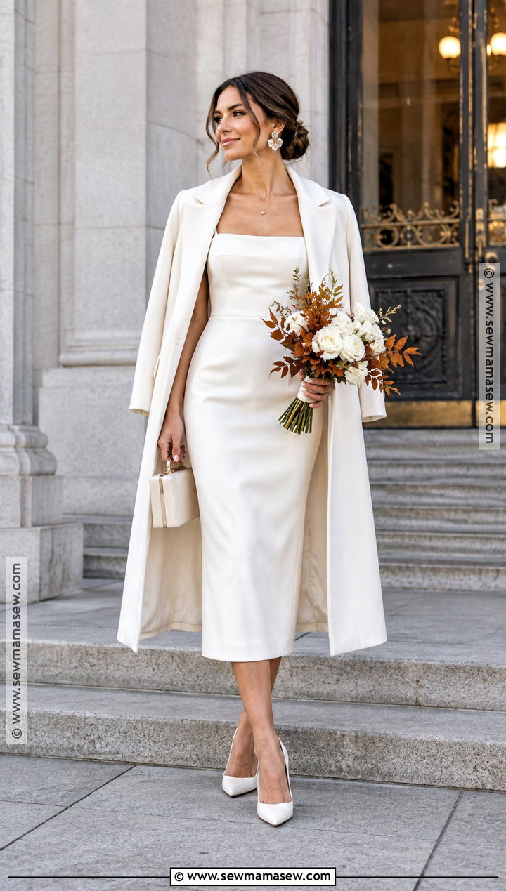Square Neck Fall Courthouse Wedding Dress - 20 fall courthouse wedding dress ideas