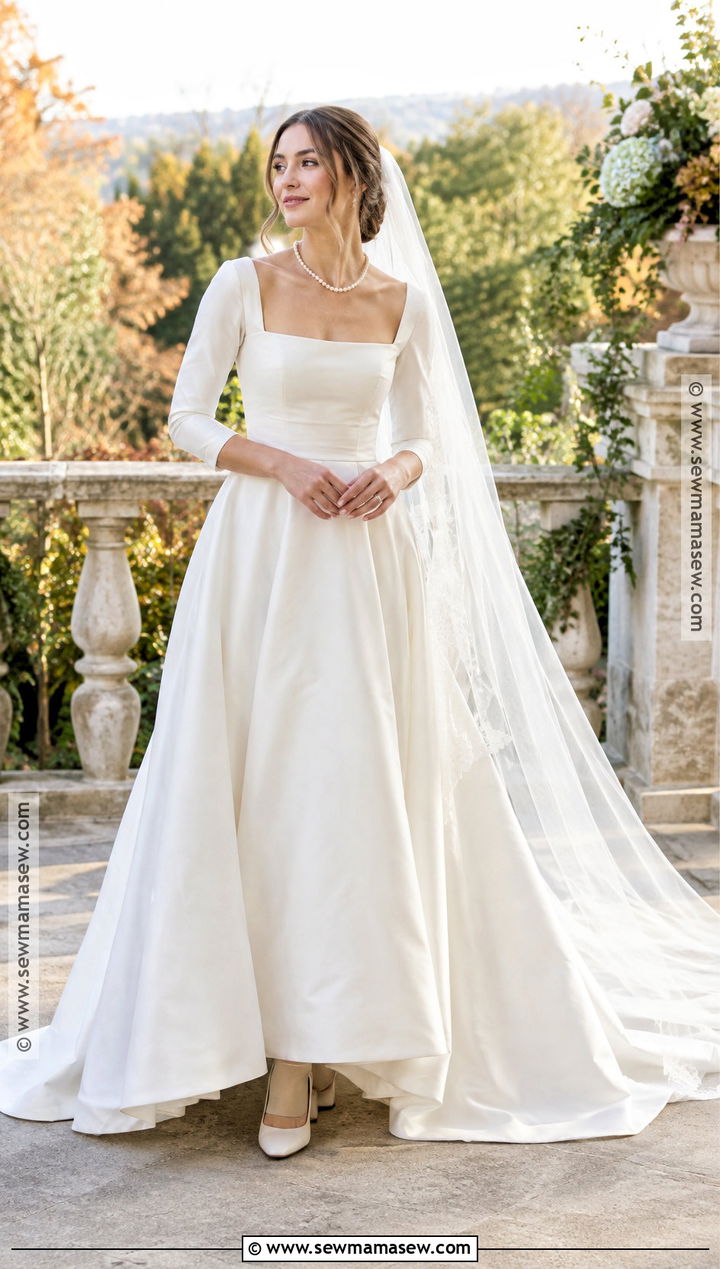 Square Neck Fall Wedding Dress - 20 fall wedding dress ideas