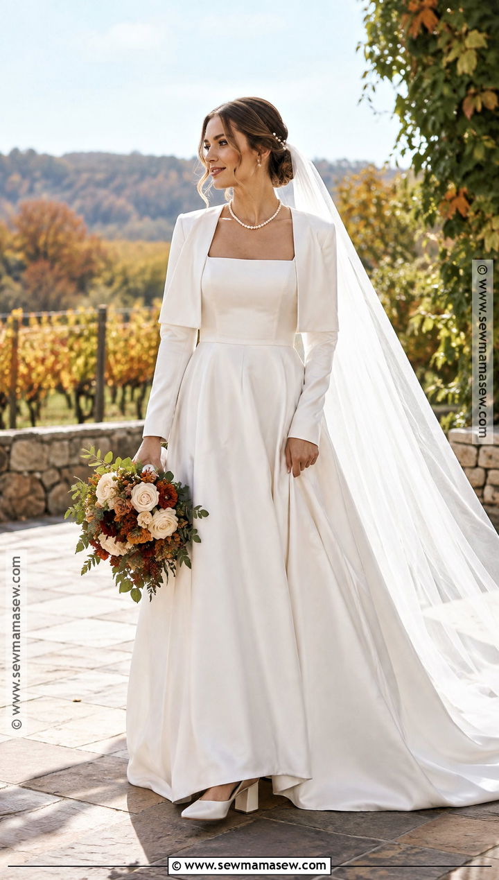 Square Neck Fall Wedding Dress - 15 Fall Wedding Dress Styles