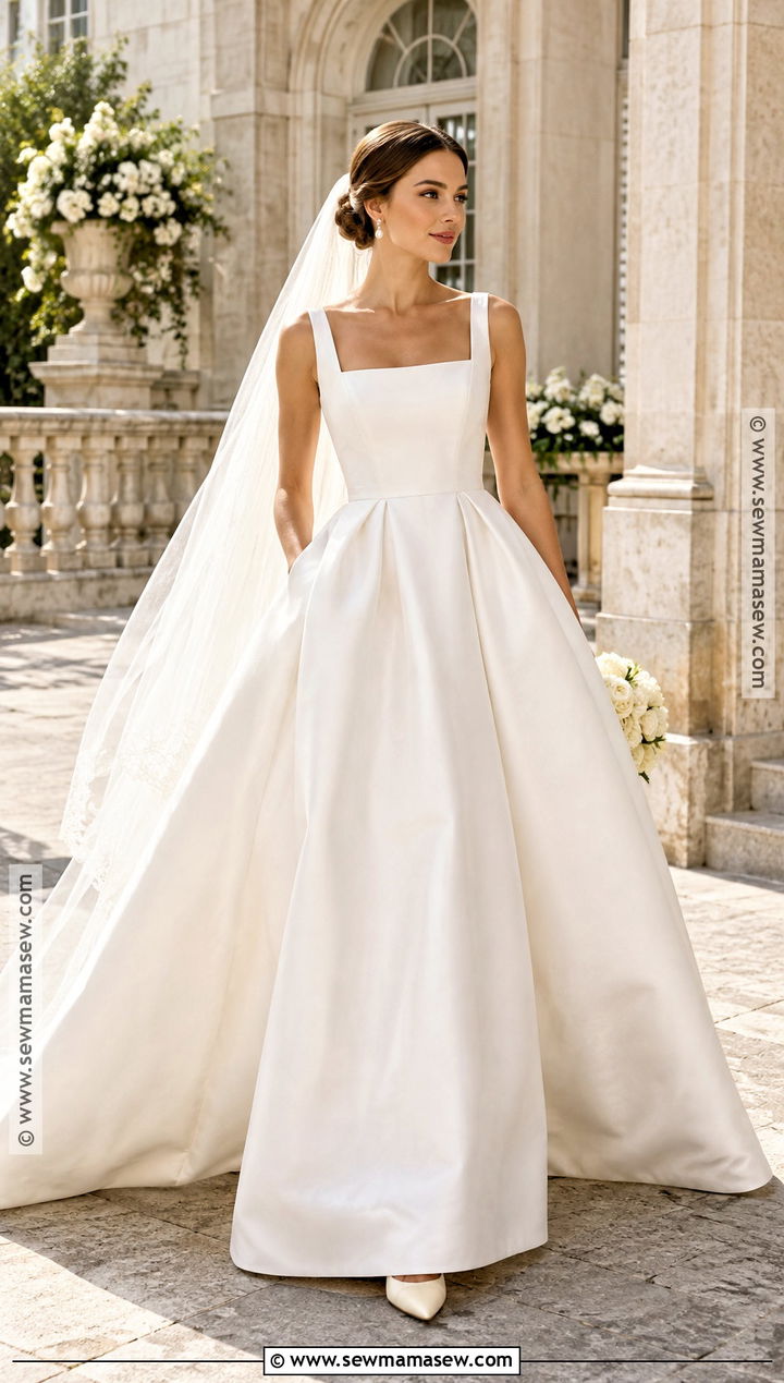 Square Neck Mikado September Wedding Dress - 15 Wedding Dresses September Brides