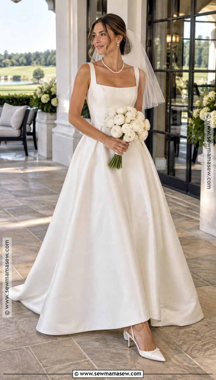 Square Neck Mikado September Wedding Dress - 15 september wedding dresses bride