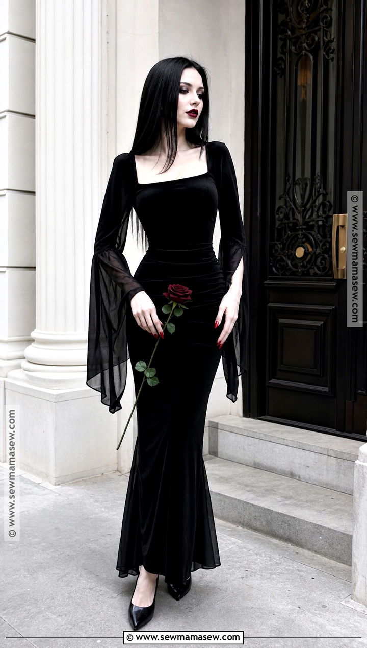Square Neck Morticia Addams Costume - 45 morticia addams costume ideas