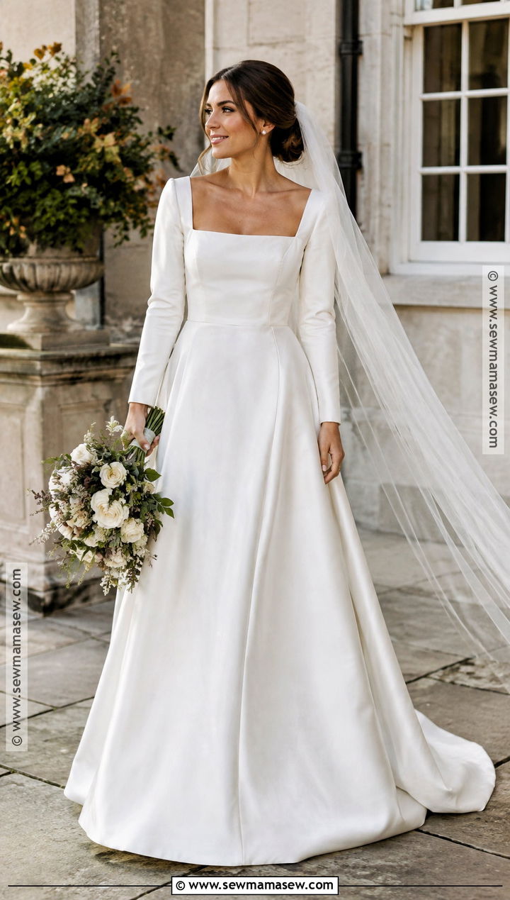 Square Neck Satin Fall Bridal Dress - 20 fall bridal dresses