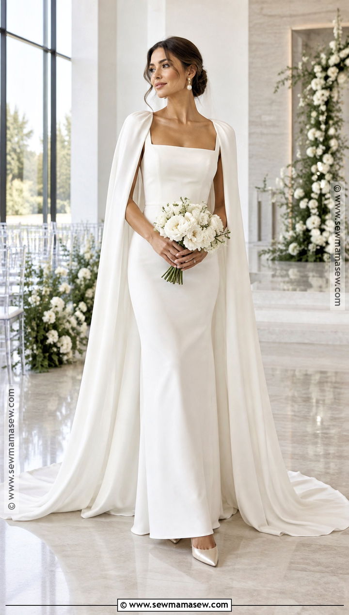 Square Neck Wedding Dress With Cape - 15 Wedding Dresses Fall Wedding