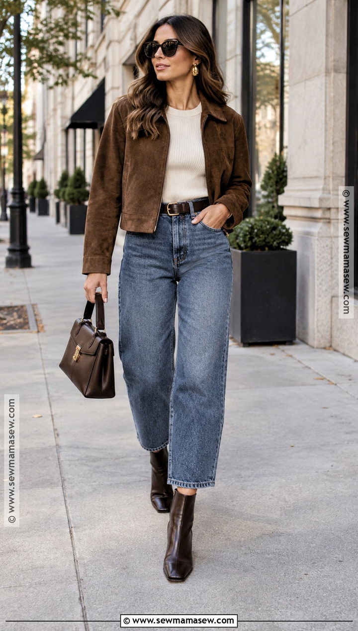 Square Toe Boots With Barrel Jeans And Cropped Jacket - 20 Fall Boots for Women