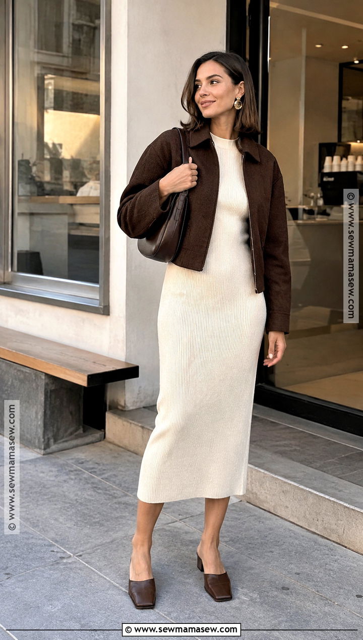Square Toe Mules With A Knit Midi Dress - 15 Fall Shoe Trend Ideas 2026