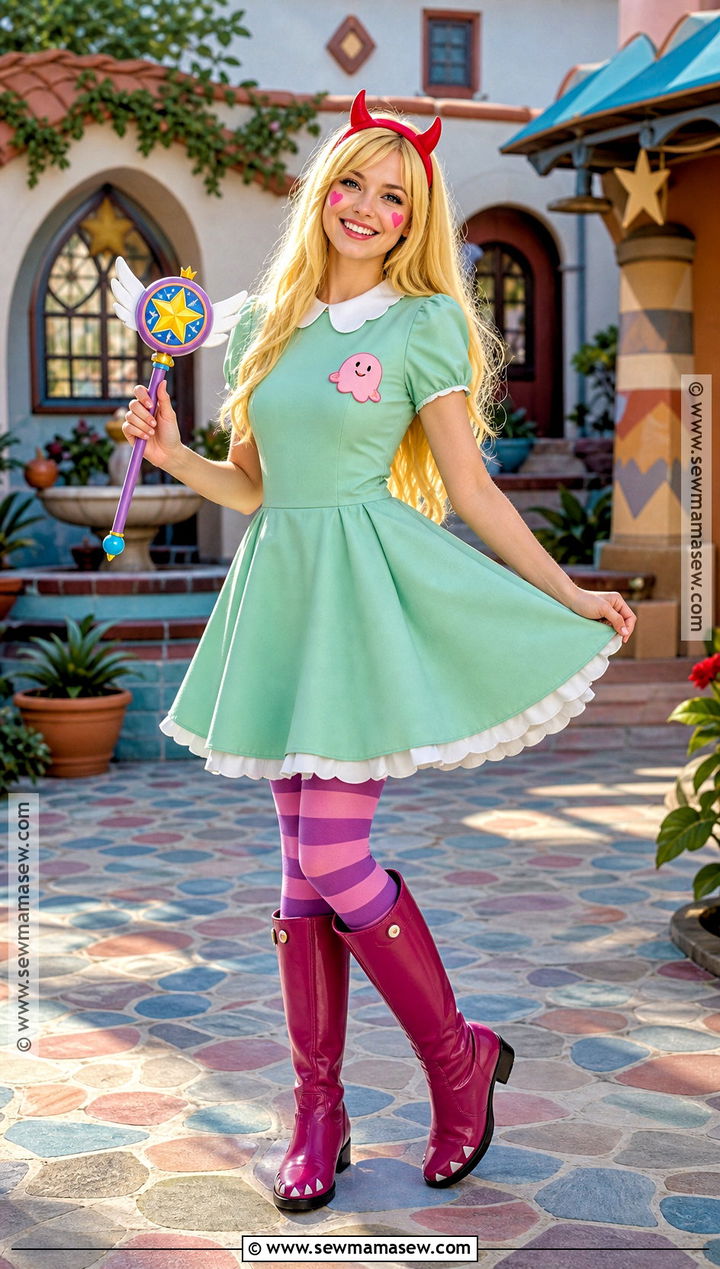 Star Butterfly Costume With Mint Dress - 35 Cartoon Costume Ideas for Women
