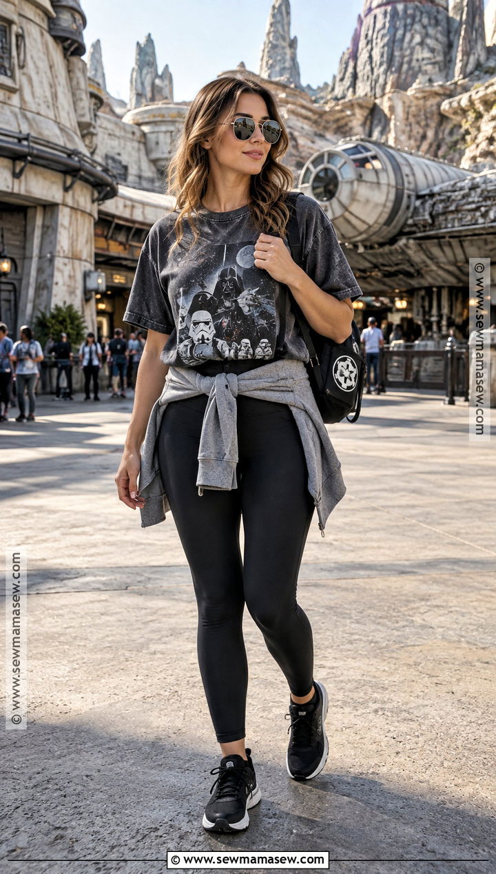 Star Wars T Shirt And Black Leggings Hollywood Studios Outfit - 15 Disney World Outfits Women October