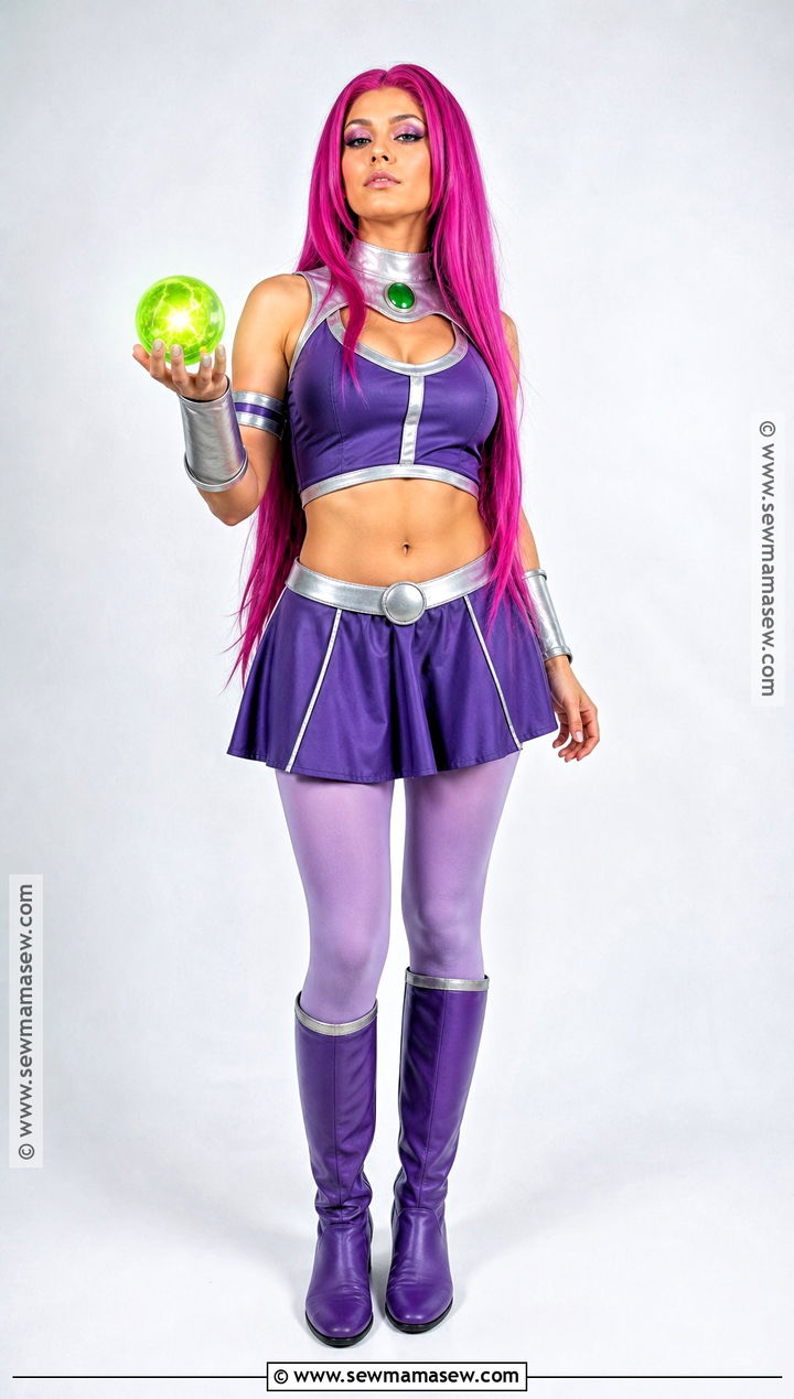 Starfire Costume With Purple Outfit - 35 pink hair halloween costume ideas