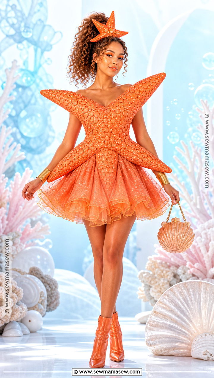 Starfish Costume With Orange Tulle Dress - 30 under the sea costumes for women