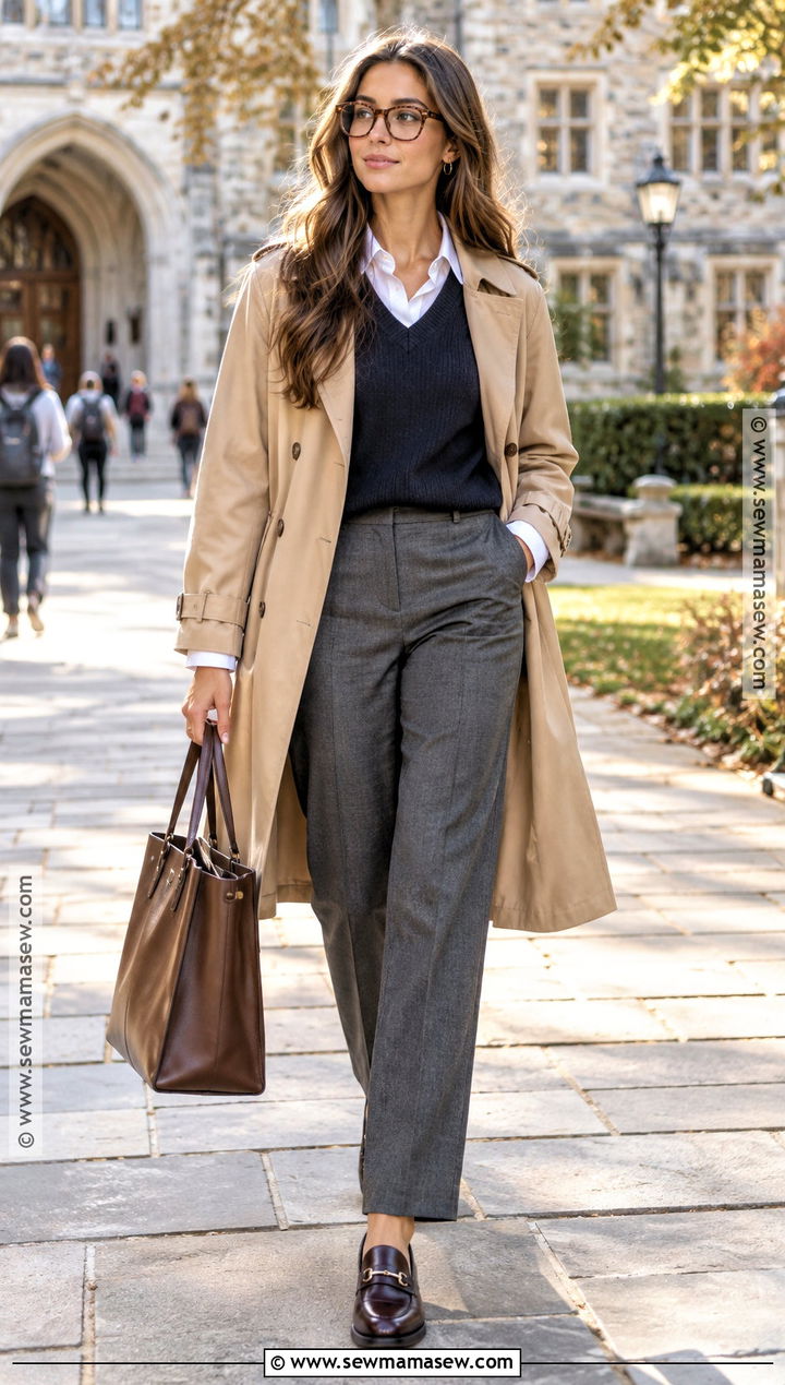 Statement Glasses With Preppy Layered Outfit - 15 Fall 2026 Accessories Trends