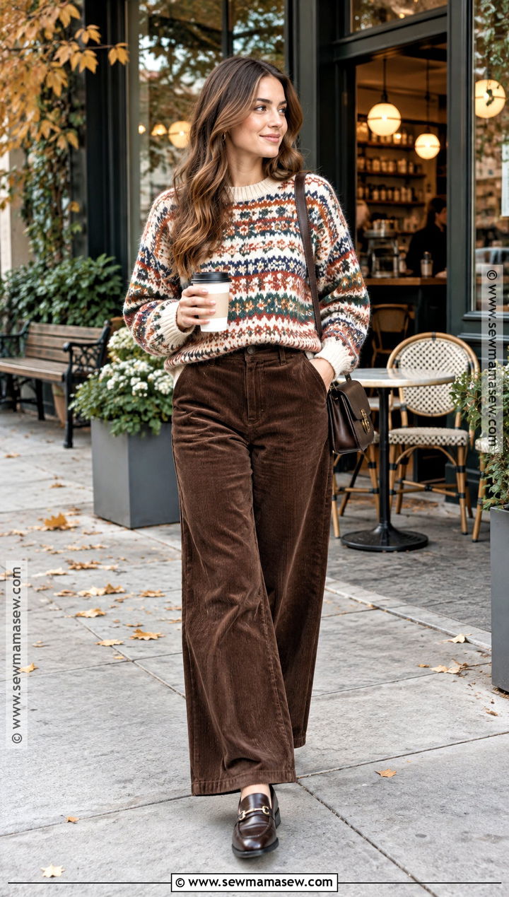 Statement Knit With Corduroy Trousers - 15 fall 24 fashion trends