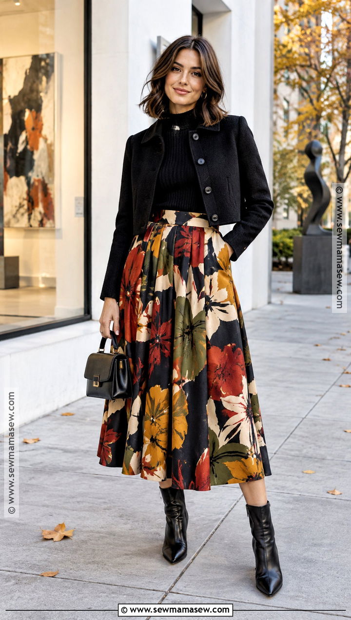 Statement Skirt Fall Outfit With Simple Knit - 20 street style fall outfits