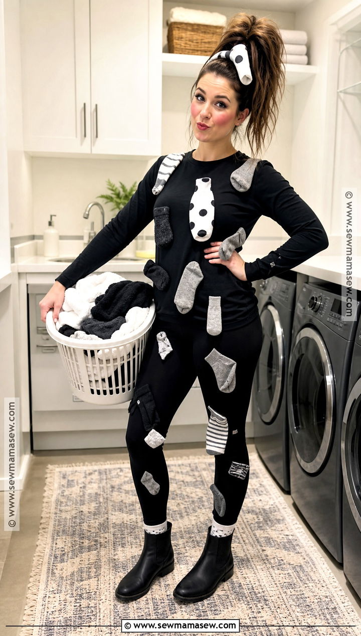 Static Cling Costume With Laundry Items - 35 Easy At Home Halloween Costumes