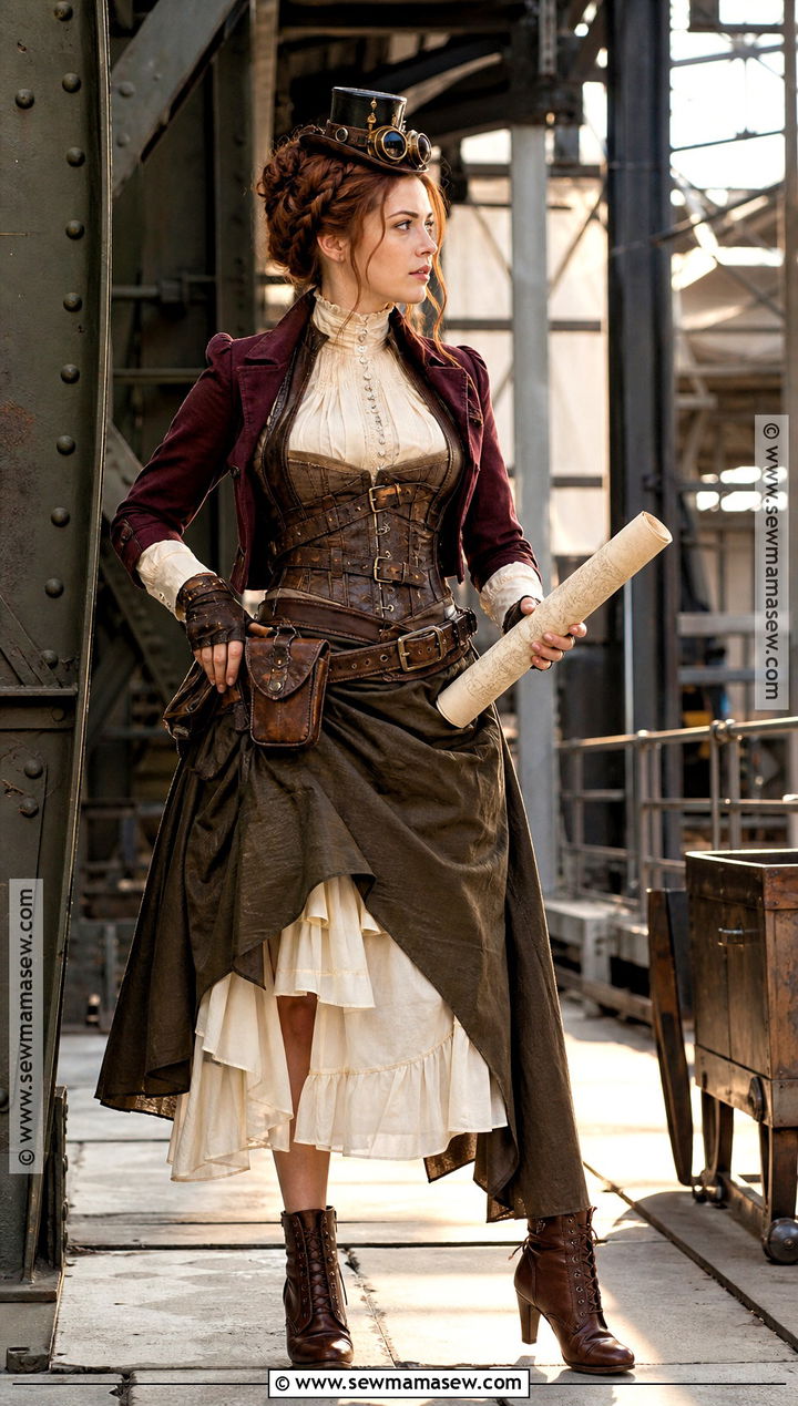 Steampunk Adventurer Costume With Corset Vest - 30 dark red hair halloween costumes