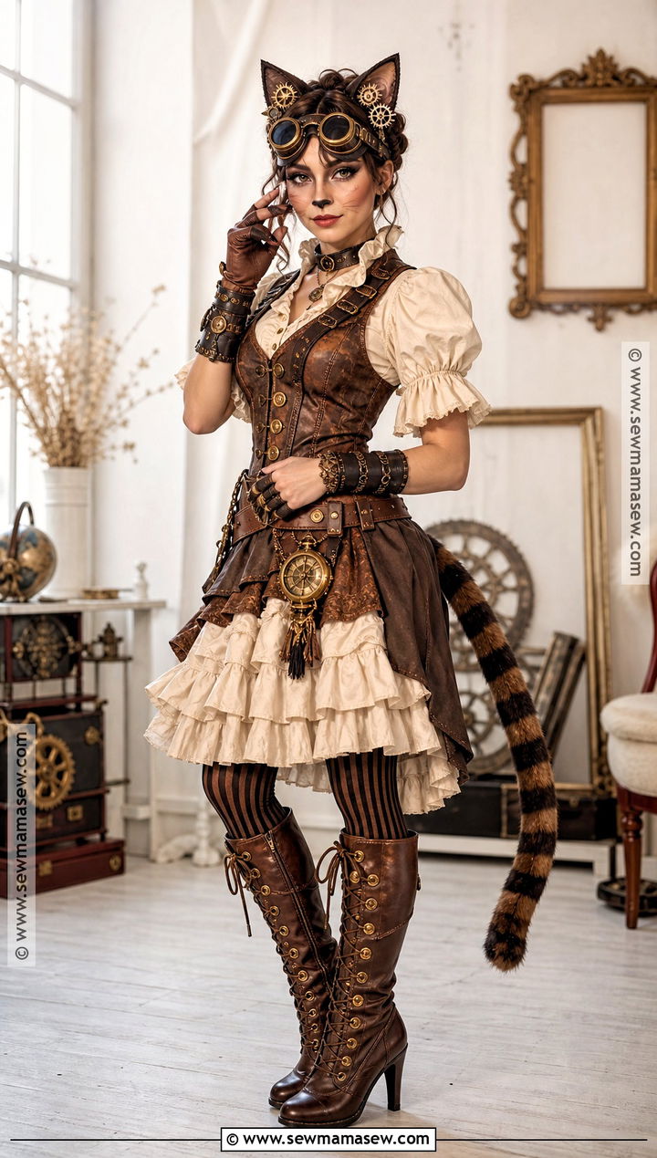 Steampunk Cat Costume - 30 Cat Halloween Costumes for Women