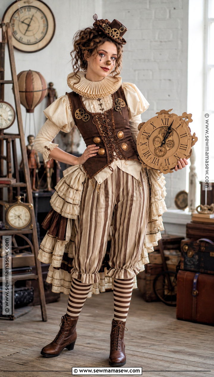 Steampunk Clown Costume With Brown Corset Vest - 30 Costume Clown Ideas