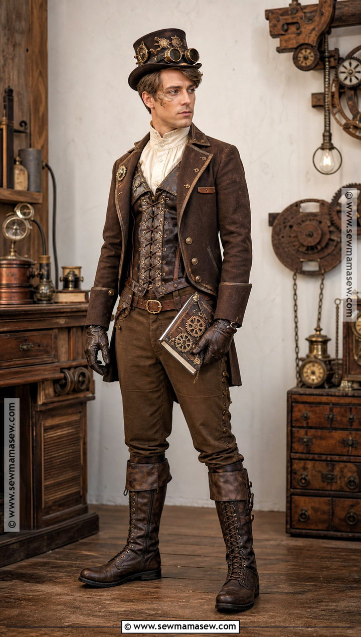 Steampunk Costume With Brown Corset Vest - 30 aesthetic costumes