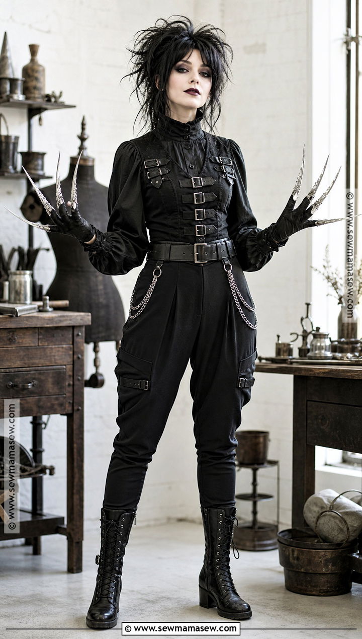 Steampunk Edward Scissorhands Costume With Buckled Vest - 30 Edward Scissorhands Costume Ideas for Women