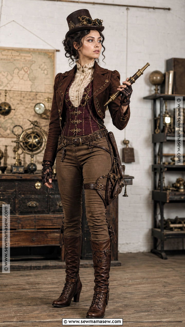 Steampunk Explorer Costume With Corset Vest - 30 costume party aesthetic ideas