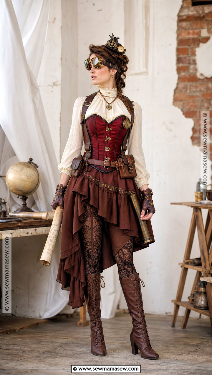Steampunk Explorer Red Corset Costume - 35 Red Corset Costume Ideas