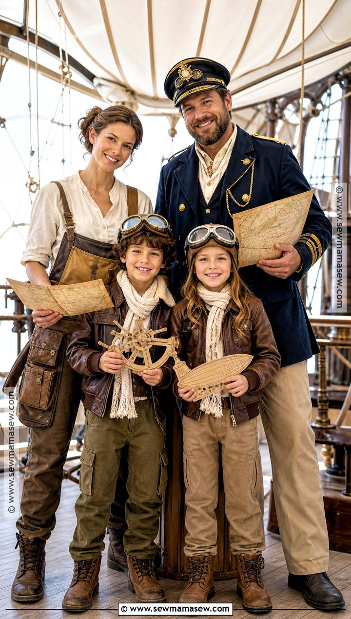 Steampunk Family Airship Crew Costume - 30 steampunk halloween costumes