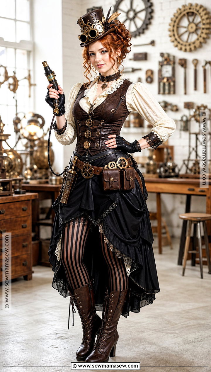 Steampunk Inventor Costume With Black Bustle Skirt - 30 halloween costumes black skirt