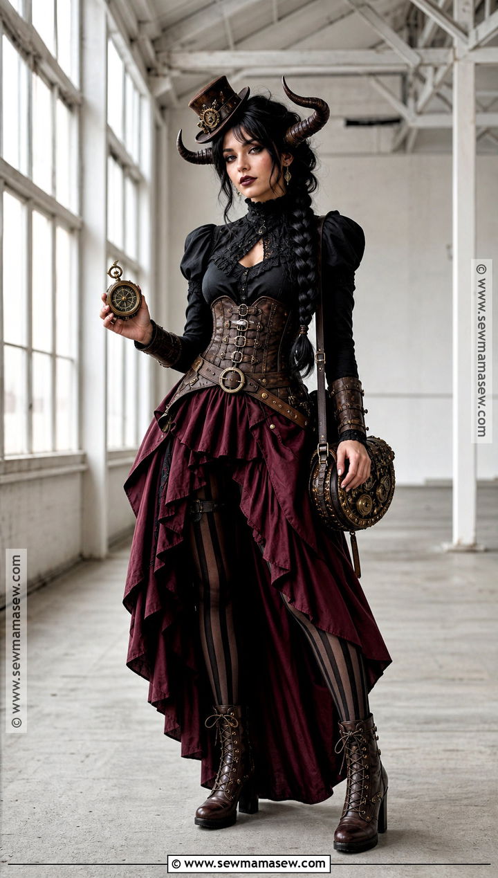 Steampunk Lilith Costume With Brown Corset - 30 Lilith Costume Ideas