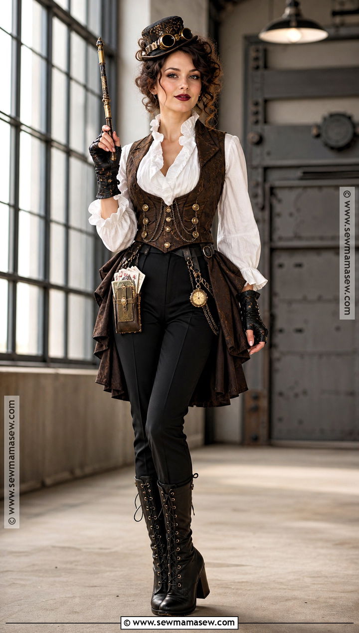 Steampunk Magician Costume With Goggles - 35 Magician Costume Ideas for Women