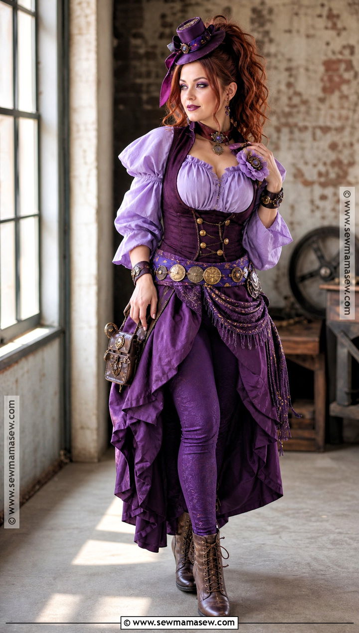 Steampunk Megara Cosplay With Purple Bustle Skirt - 35 megara cosplay ideas