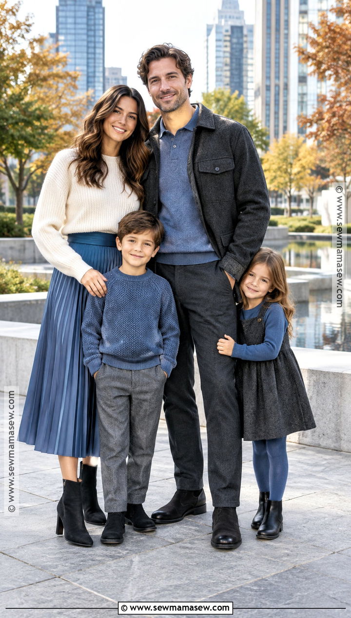Steel Blue And Charcoal Family Outfit - 15 fall blue family outfits
