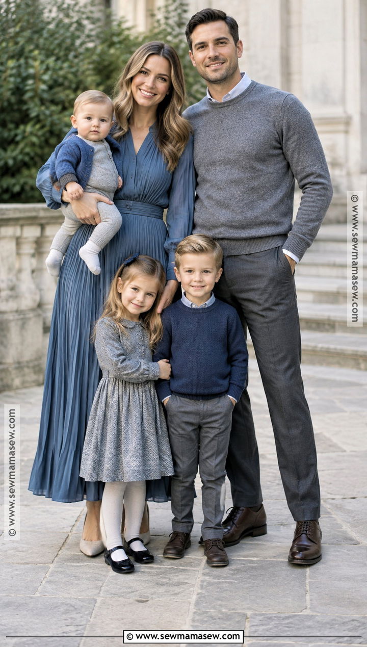 Steel Blue And Gray Family Photo Outfits - 15 blue family pictures outfits fall