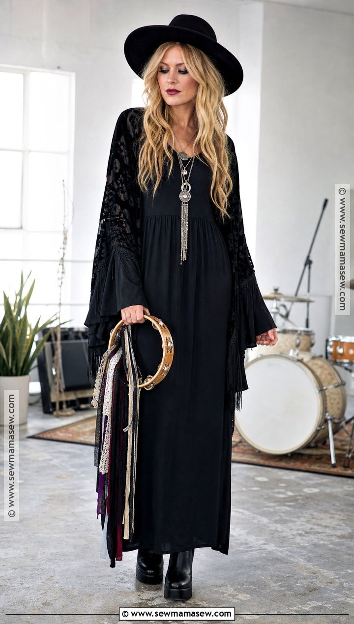 Stevie Nicks Flowing Black Costume - 40 celebrity halloween costumes
