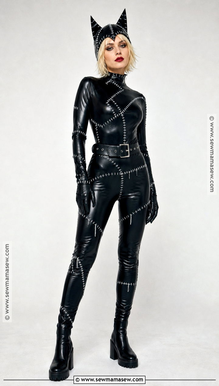 Stitched Black Cat Woman Costume - 40 cat woman halloween costume ideas