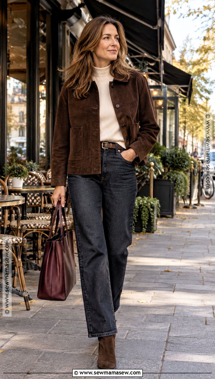 Stockholm Autumn Brown Suede Jacket Outfit - 20 autumn outfits stockholm
