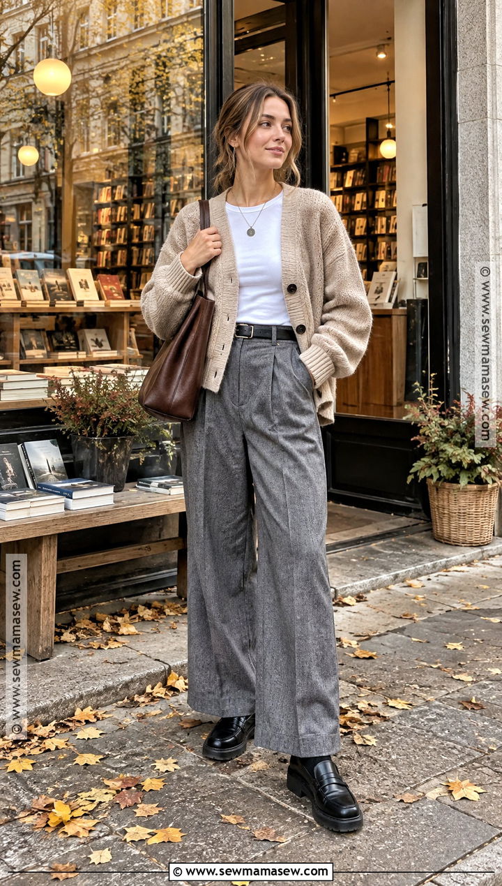 Stockholm Autumn Cardigan And Trousers Outfit - 20 autumn outfits stockholm