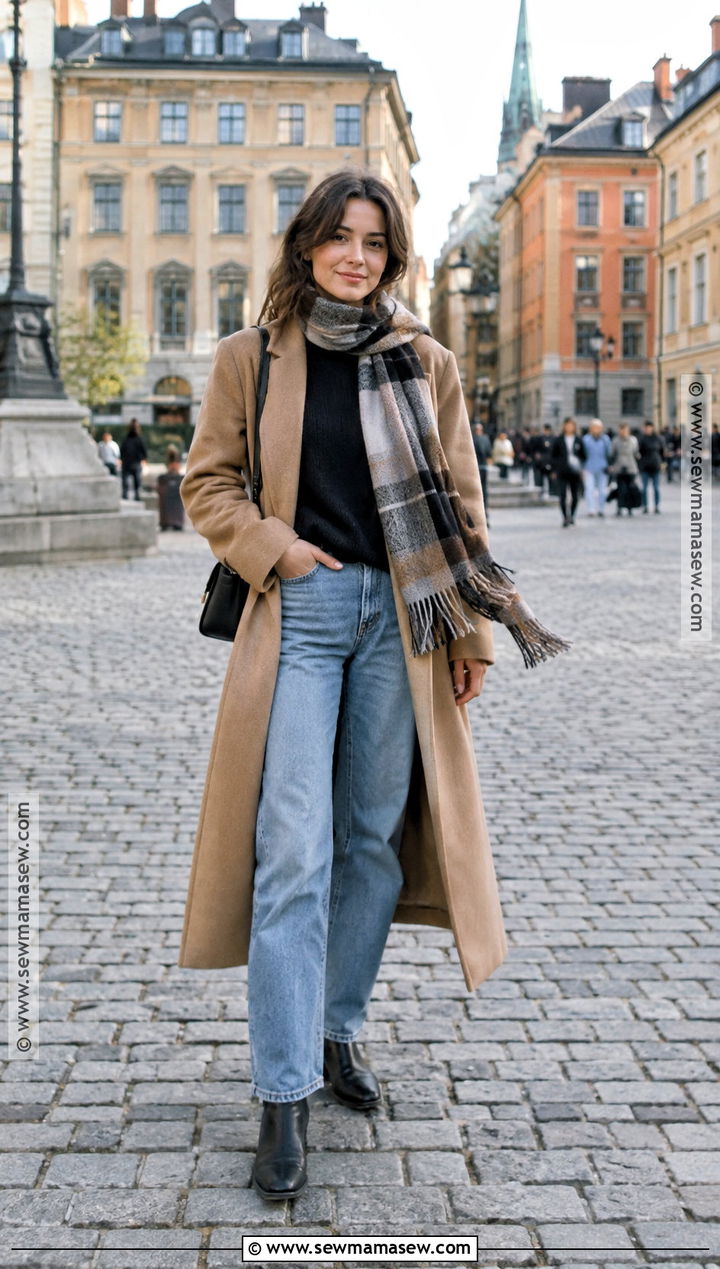 Stockholm Autumn Scarf And Oversized Coat Outfit - 20 autumn outfits stockholm